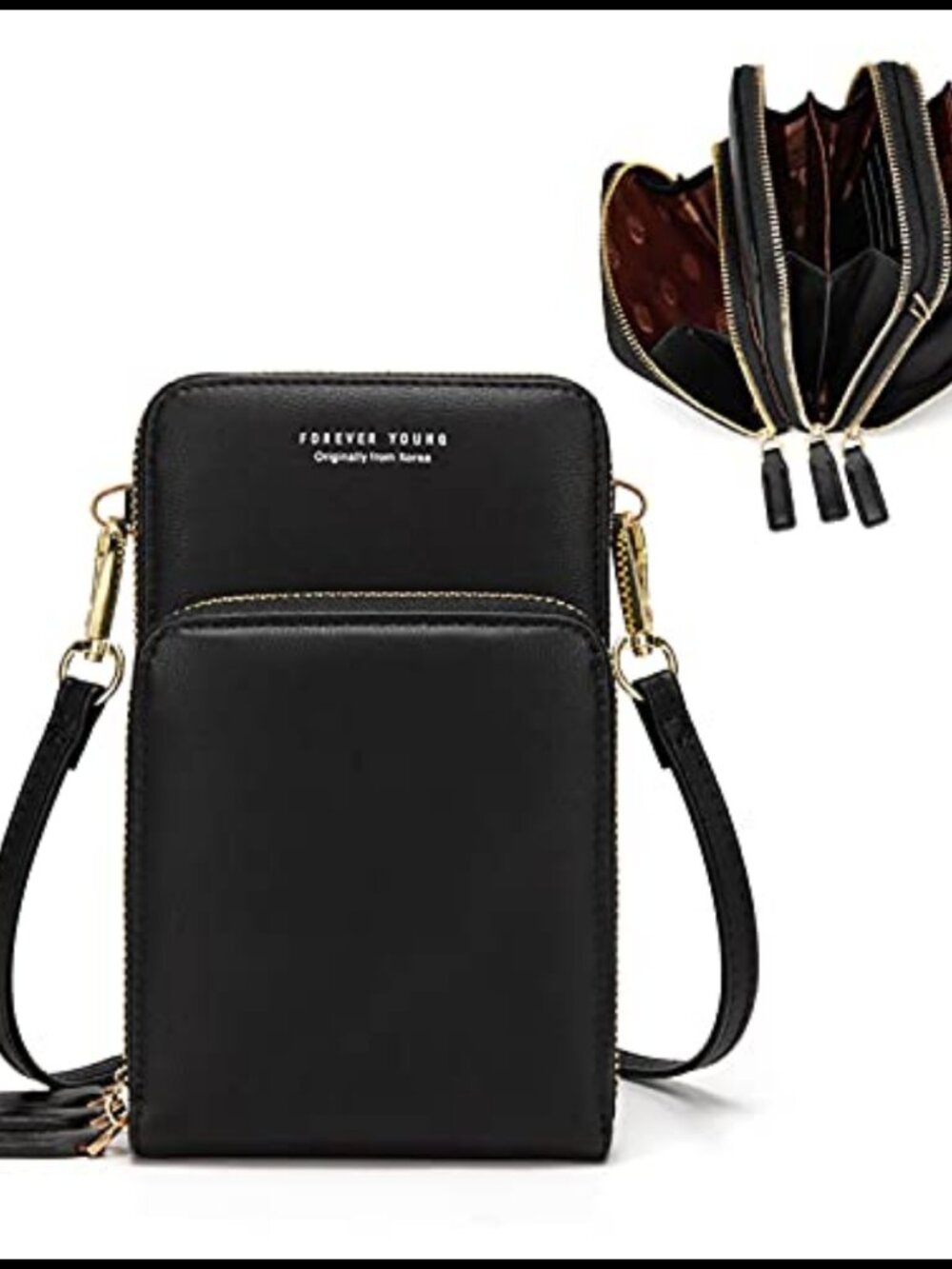 Synthetic Leather Crossbody Phone Purse Multi-Pocket 6 Card Slots